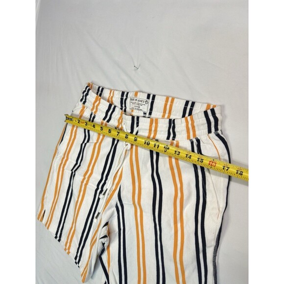 Free Planet Mens L Fleece Lined Striped Shorts Cotton Casual White Orange Black - Picture 4 of 9